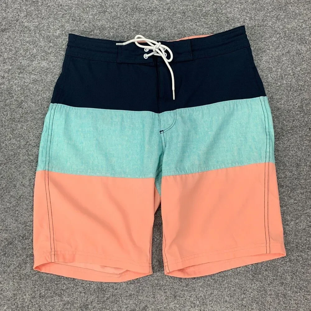 Old Navy California Board Shorts Mens 30 Multi Colorblock Drawstring Swim Surf